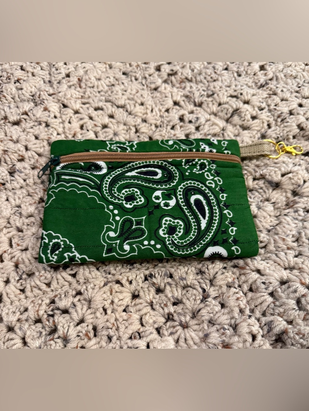 Green Paisley Wristlet Pouch - Women Bags